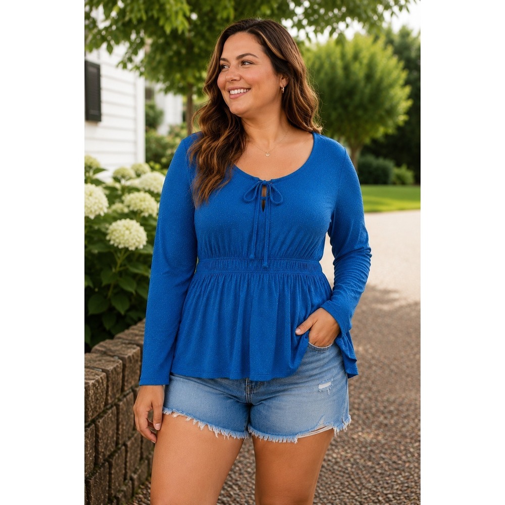 Babydoll Top Women's Teal Size 14/16 Scoop Neck Lightweight Airy Feminine Flirty